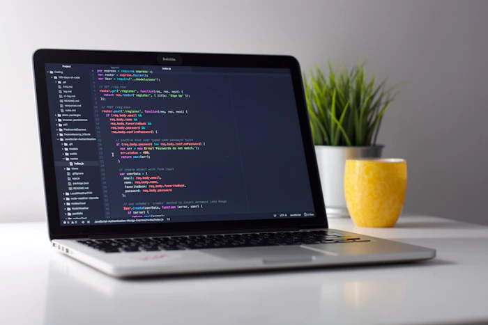 Code on a laptop screen